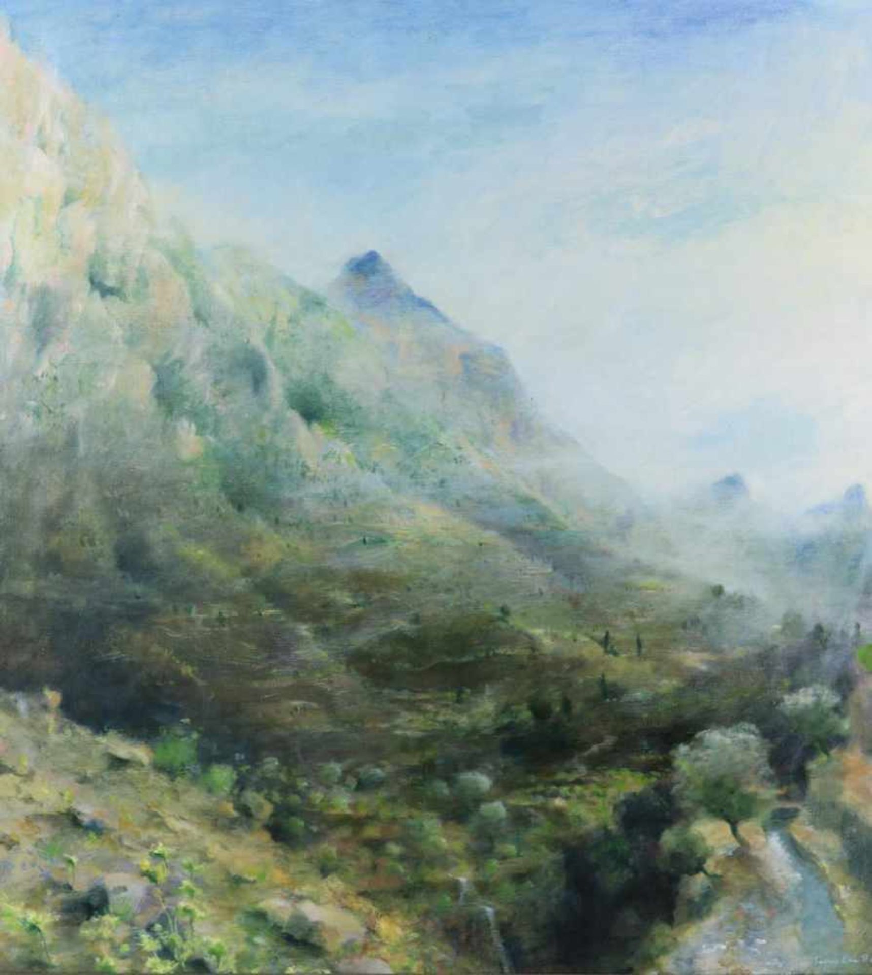 LEE TERRY (1935), ges. en gedat. 1986 berglandschap, doek 100 x 90 cm.