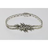 White gold bracelet set with diamonds, brilliant cut ca. 0.40ct, 585/000, gross w. 19gr. length 19