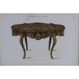 Serie van 4 kleurenlitho's, "genre Boulle tables", uit le Magasin de Meubles, 23 x 30 cm.