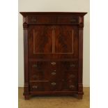 Mahogany writing desk, 19th centuryMahonie klepsecretaire met 1 lade, klep waarachter interieur