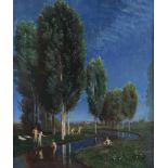 SCHMIDT, H, signed and dated 1909 on the back, after Arnold Bocklin, 'a summer's day', oil on