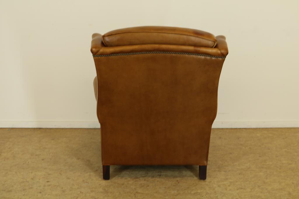 Chair with brown leatherOorfauteuil bekleed met bruin leer - Image 4 of 4