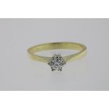 A yellow gold solitair ring set with a brilliant cut diamond, 0.17ct, 585/000, br.gew. 2.5gr,