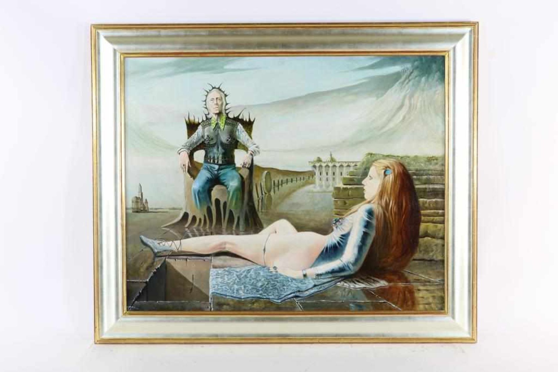 BAKKER HANS JOCHEM (1948), ges. en gedat. 1975 surrealistisch landschap met zittende Carel Willink - Bild 2 aus 4