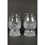 Pair of crystal windlights, in 2 parts, h. 23 cm.Stel kristallen windlichten, 2 delig, h. 23 cm.