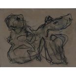 Bervoets, signed, man and horse, drawing 21 x 27 cm.BERVOETS, ges. r.o., man en paard, tekening 21 x