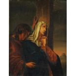 Onbekend, onduid. ges. l.o. 19e eeuw. Huilende Maria en Johannes aan de voet van kruis, paneel 25