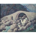 Hamel, Jacques, signed, bridge over mountain stream, marouflé 34 x 44 cm.HAMEL, JACQUES (1890-1951),