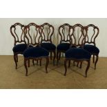 Set of 6 mahogany dining table chairs, 19th centurySerie van 6 mahonie Victoriaanse