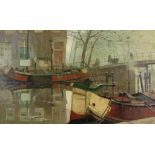 WAASDORP, C, signed and dated '38 l.r., ships on Amsterdam canal, oil on board 98 x 60 cm.