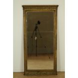 Mirror in gold lacquer frame, late 19th century, h. 141, w. 72 cm.Rechthoekige 2 delige spiegel in