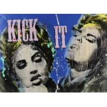 CHAPEAU RONALD, sign. l.r., Kick It , mix. tech. 105 x 145 cm.CHAPEAU RONALD, ges. r.o., "Kick