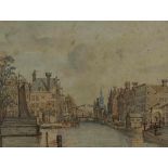 Unknown, view of St. Anthonies sluis, Amsterdam, watercolor 19 x 24 cm.Onbekend, gezicht op St.