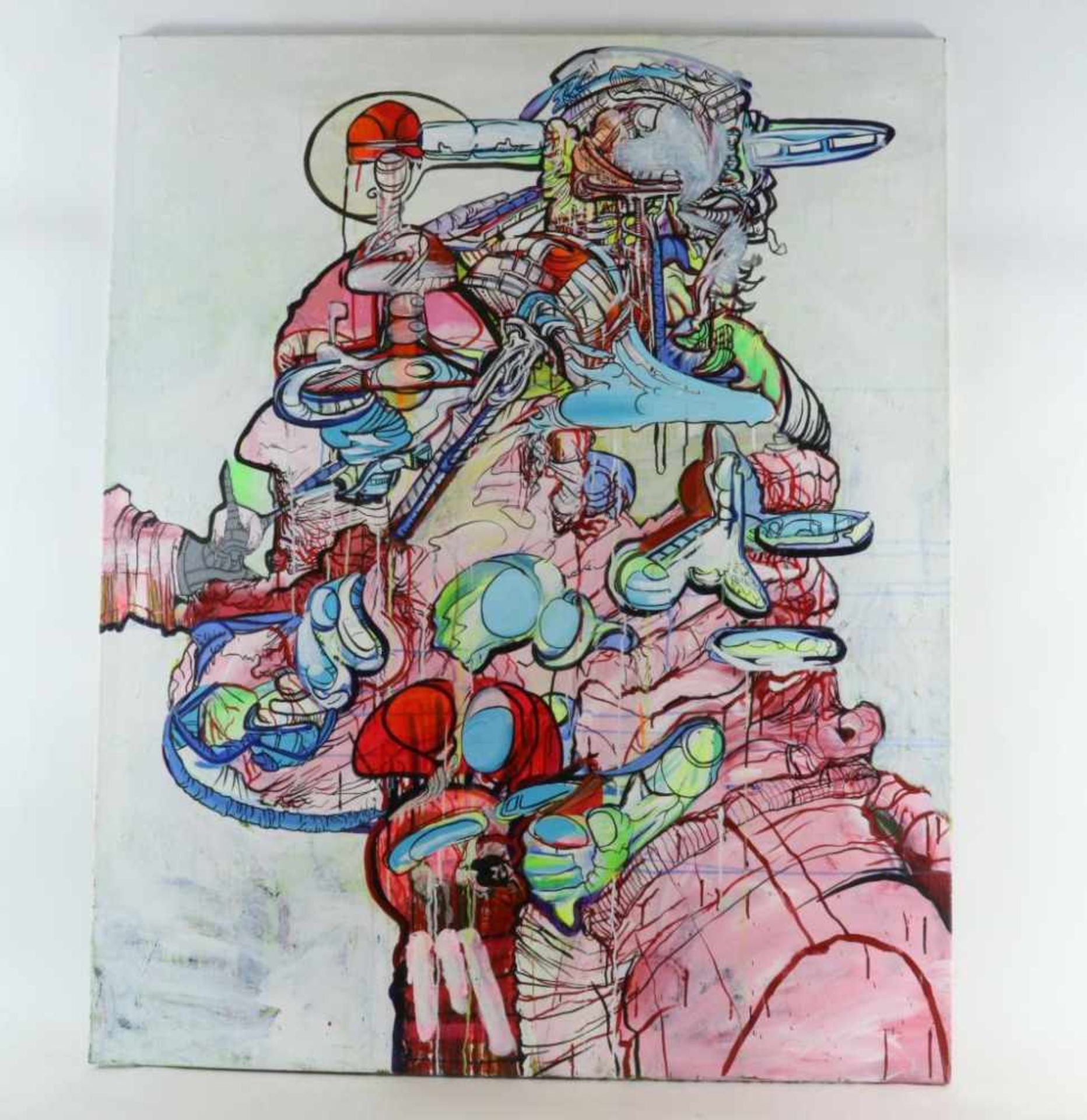 BEN ALI, RACHID (BORN 1978), unsigned, composition, oil on canvas 160 x 130 cm.BEN ALI, RACHID (GEB. - Bild 2 aus 3