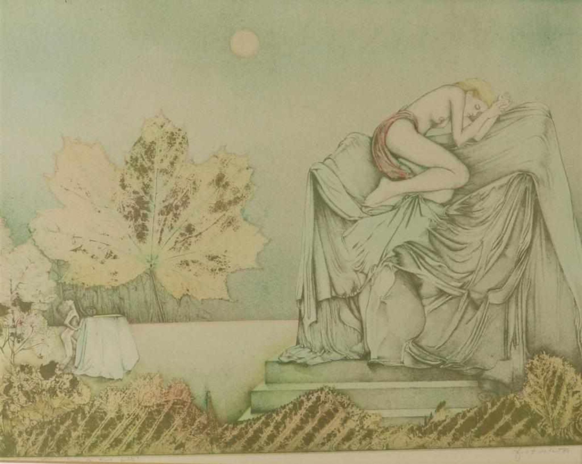 HADELER GEORG (1939), ges. en gedat. 1979 fantasie landschap met naakte dame, litho 40 x 52 cm. ( - Bild 2 aus 7