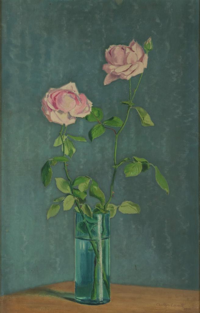 Lacoste, Charles (1870-1959), signed and dated 1910, roses in a vase, canvas 64 x 39 cm.LACOSTE