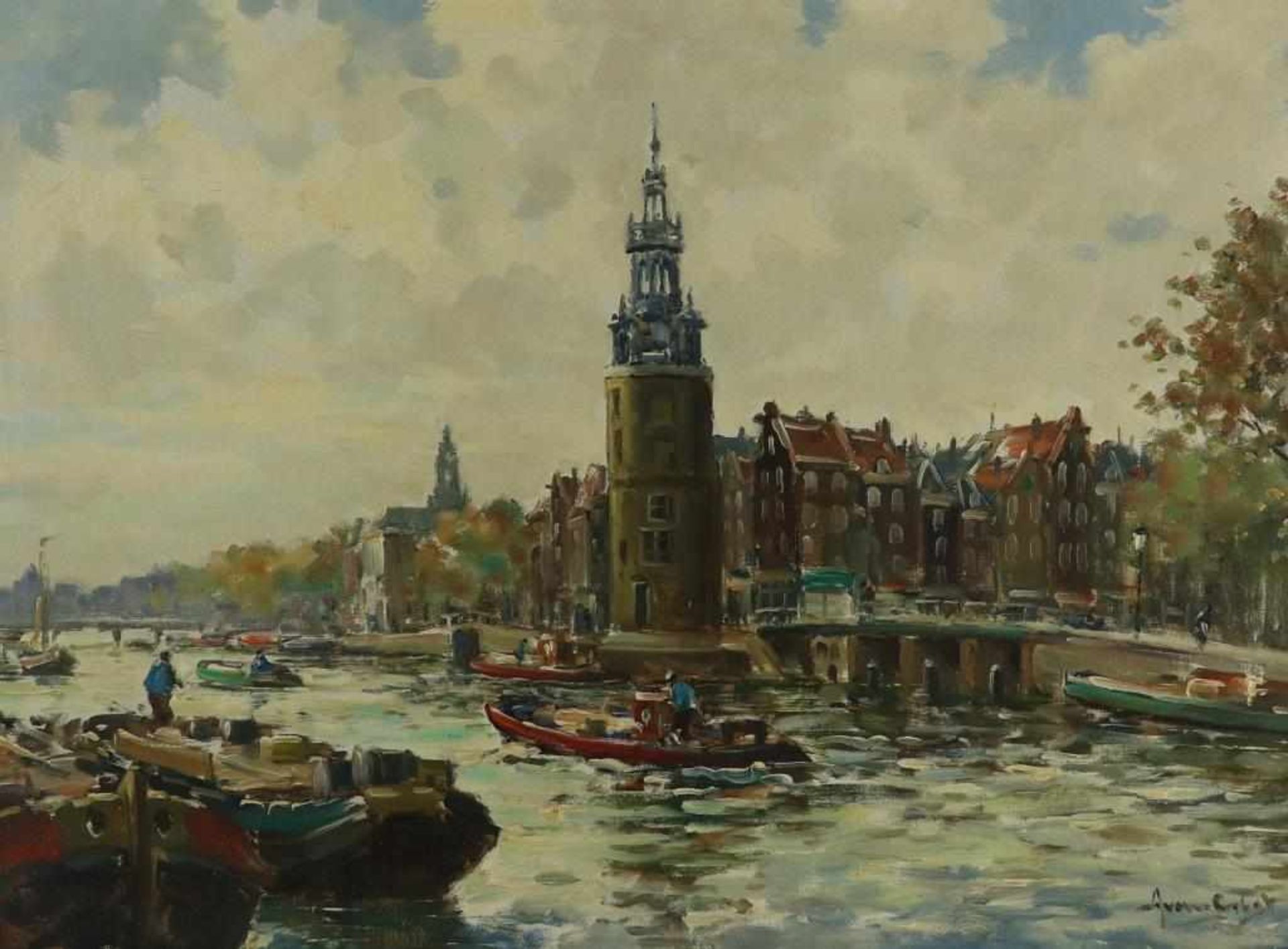 GILST VAN ARNOUT (1898-1942), signed l.r., view of the Montelbaanstoren in Amsterdam, oil on