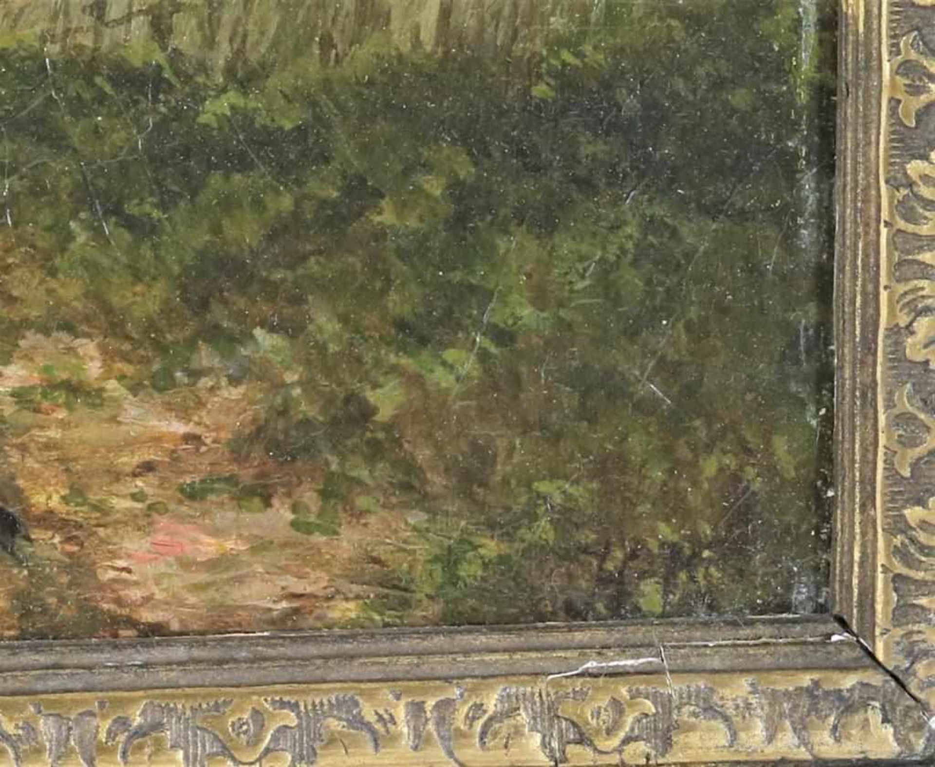Onbekend, gemon. HK r.o. 19e eeuw, figuren in graanveld, doek 31 x 41 cm. -gedoubleerd- - Bild 3 aus 4
