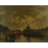 VERPLAK, TOON (1901-1966), ges. r.o., huizen en schepen aan vaart, doek 60 x 81 cm.