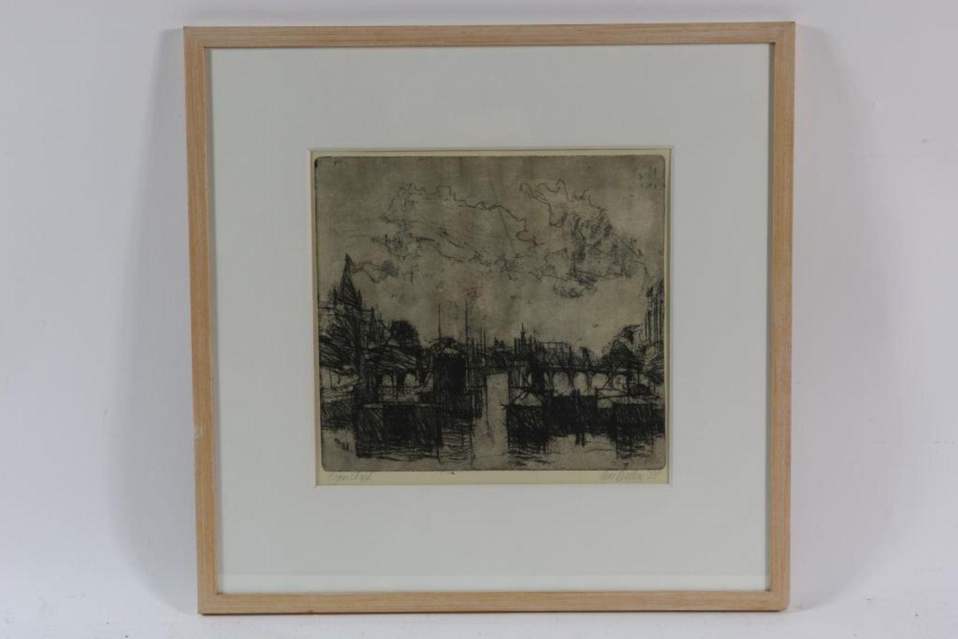 OUDEN DEN WILLEM, sing and dated. '58, Brigde, etching 'eigen druk', 26 x 38 cm. Provenance: KLM Art - Bild 2 aus 5