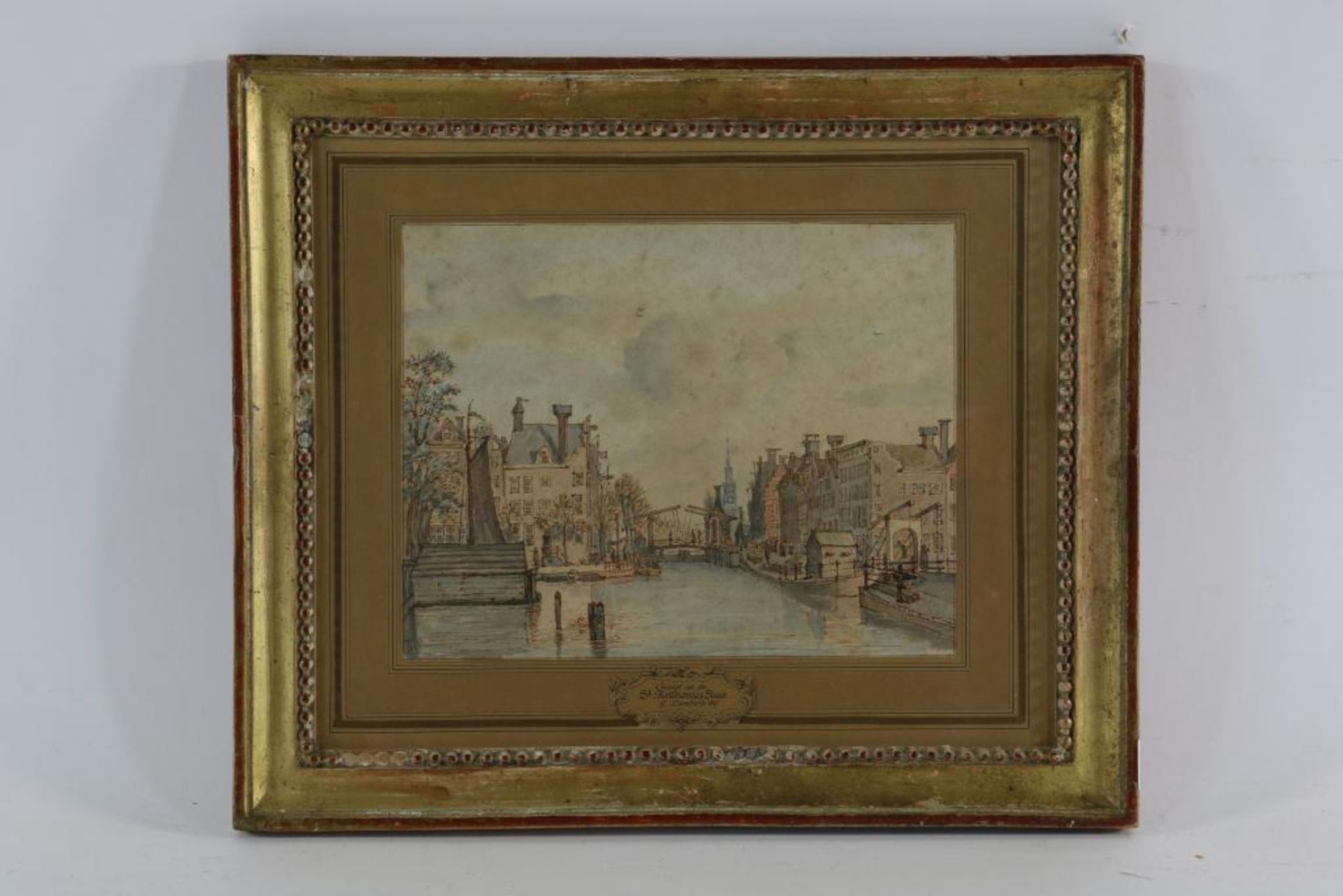 Unknown, view of St. Anthonies sluis, Amsterdam, watercolor 19 x 24 cm.Onbekend, gezicht op St. - Bild 2 aus 3