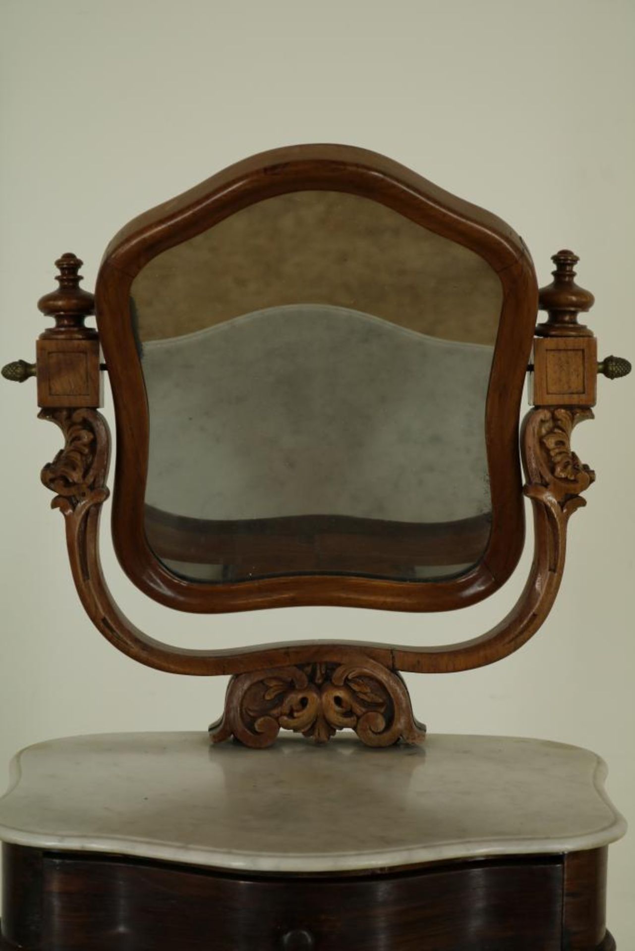 Palissanderhouten Victoriaanse scheerspiegel met verdraaibare spiegel, in hoogte verstelbaar, - Bild 3 aus 4