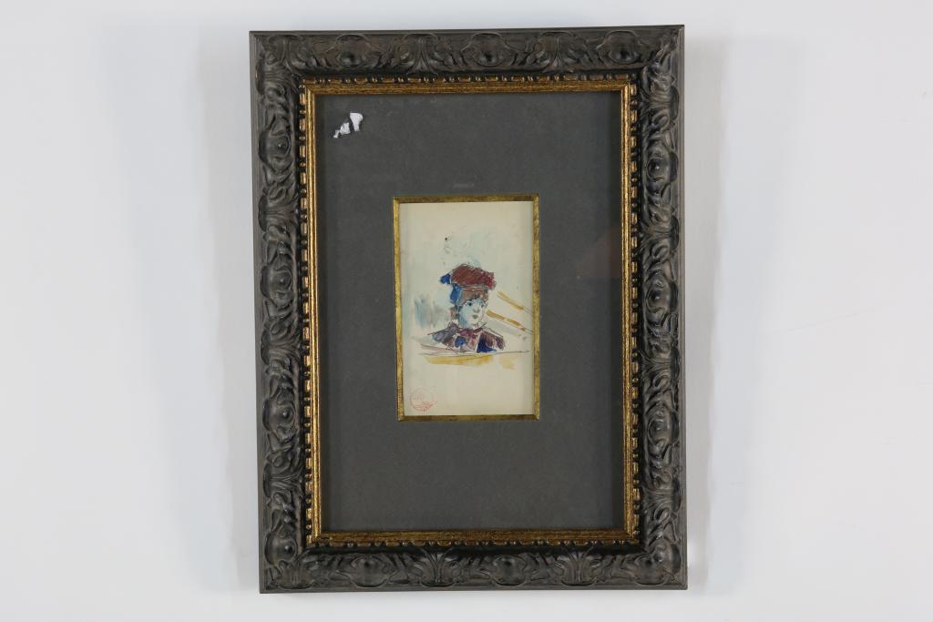 SOMM, HENRY (1844-1907), stamped H.S. l.o., girl with hat, watercolor 13 x 8 cm.SOMM, HENRY (1844- - Image 2 of 3