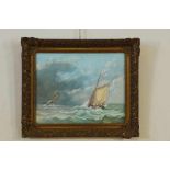 BRUIN, J., ges., boats at sea, watercolor 38 x 48 cm.BRUIN, J., ges. l.o., scheepjes op zee, aquarel