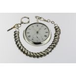 A silver verge fussee pocketwatch with outercase and chain, London 1807, 925/000, chain 800/000,