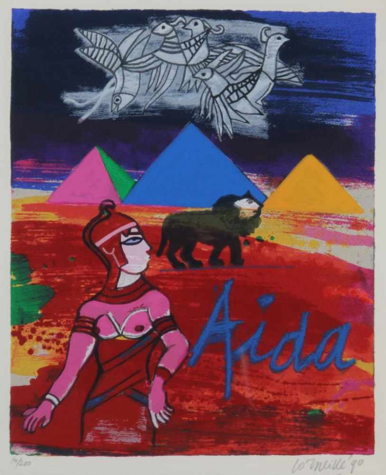 CORNEILLE (1922-2010), ges. en gedat. 1990 Aida, litho 48 x 41 cm. (herkomst Jaski Gallerie