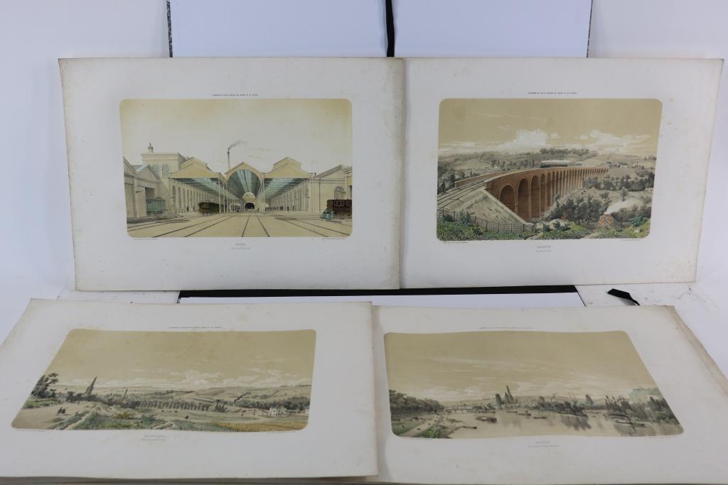 Portfolio with 9 lithographs of French Railways: Rouen, Havre et Dieppe, by Maugendre, Paris 1851. - Image 2 of 4