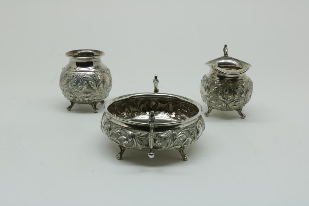 A four piece silver mokka service, Dutch 1928, 835/000, gross w. 433gr, height jug 14 cm.Een - Image 4 of 5