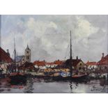 Morel, Anton, signed, view of a small harbour, board 30 x 40 cm.MOREL, ANTON, ges. r.o., gezicht
