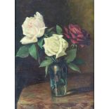 Weyers, Berend Wolter, signed, roses in a vase, canvas 38 x 30 cm.WEYERS, BEREND WOLTER (1866-1949),