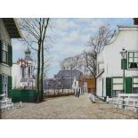 Assen, Rob van, signed, village street, board 30 x 40 cm.ASSEN, ROB VAN (1944), ges. en gedat.