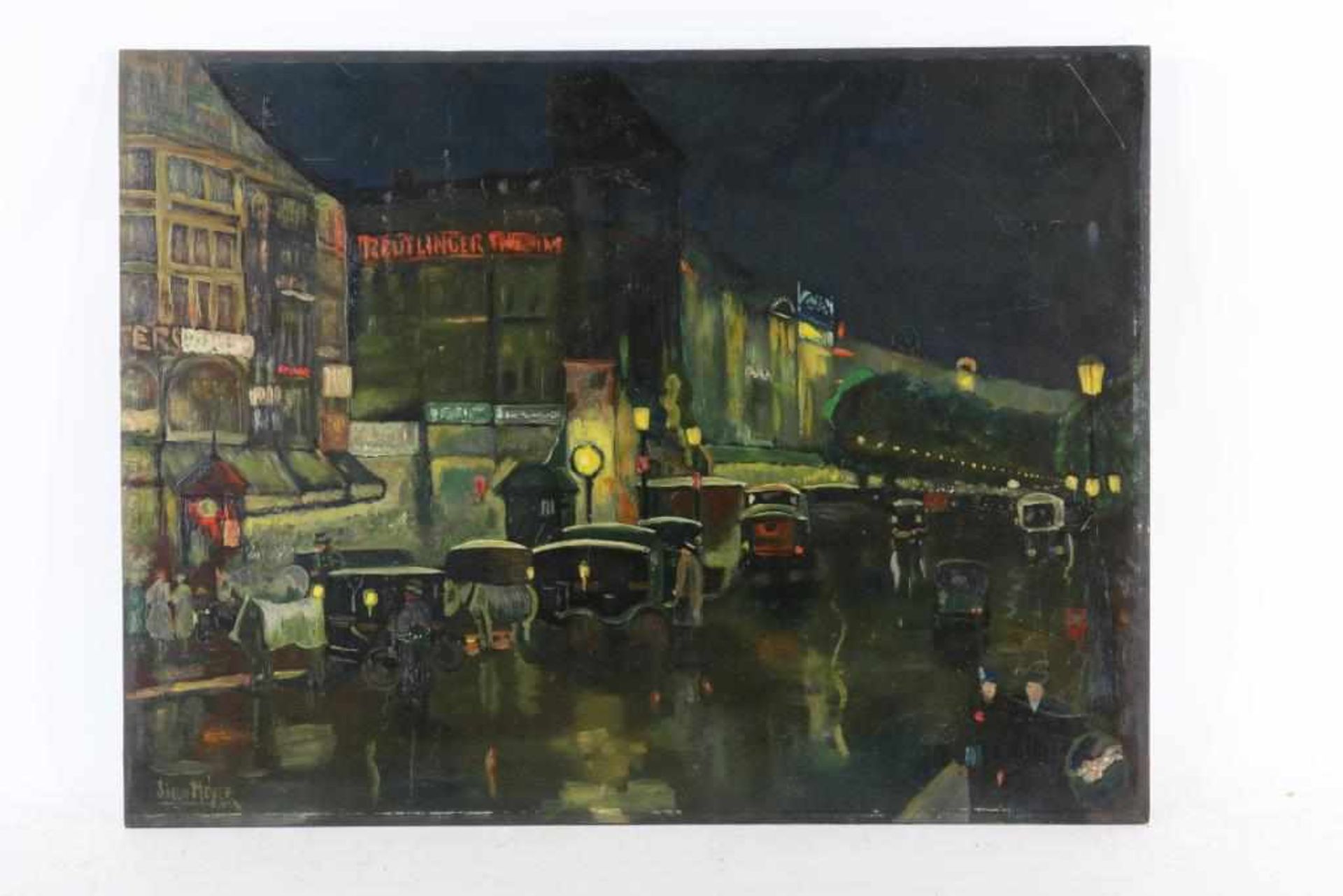 MEYER, SICCO, ges. l.o., koetsiers met paard en koets in straat bij avondlicht, paneel 61 x 80 cm. - Bild 2 aus 4