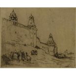 BAUER, MARIUS ALEXANDER (1867-1932), monogrammed l.r., figures by city wall, etching no 88 19 x 23