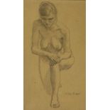 Krop, Hildo, signed, study of kneeling nude, drawing 34 x 24 cm.KROP, HILDO (1884-1970), ges. r.