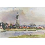 ENGELMAN, HANS (1922-2000), signed l.r., view of village with church, watercolor 45 x 65 cm.