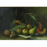 TOL, P.J. ges. l.o., stilleven met fruit, paneel 45 x 65 cm.