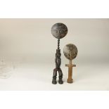 Lot of 2 Ashanti dolls, Akuaba, Ghana, h. 39 and 26 cm.Lot van 2 Ashanti vruchtbaarheidspoppen,