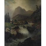 Heijn, Heinrich Eduard (1856-1932), signed, waterfall, canvas 95 x 75 cm.HEIJN, HEINRICH EDUARD (