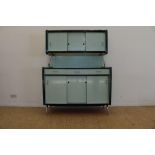 Formica kitchen buffet with 6 sliding doors and 3 drawers, France 50's, h. 178, w. 140, d. 45 cm.