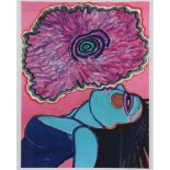 Corneille, signed, woman, flower, screenprint 65 x 50 cm.CORNEILLE, (1922-2010), ges. l.b., vrouw en