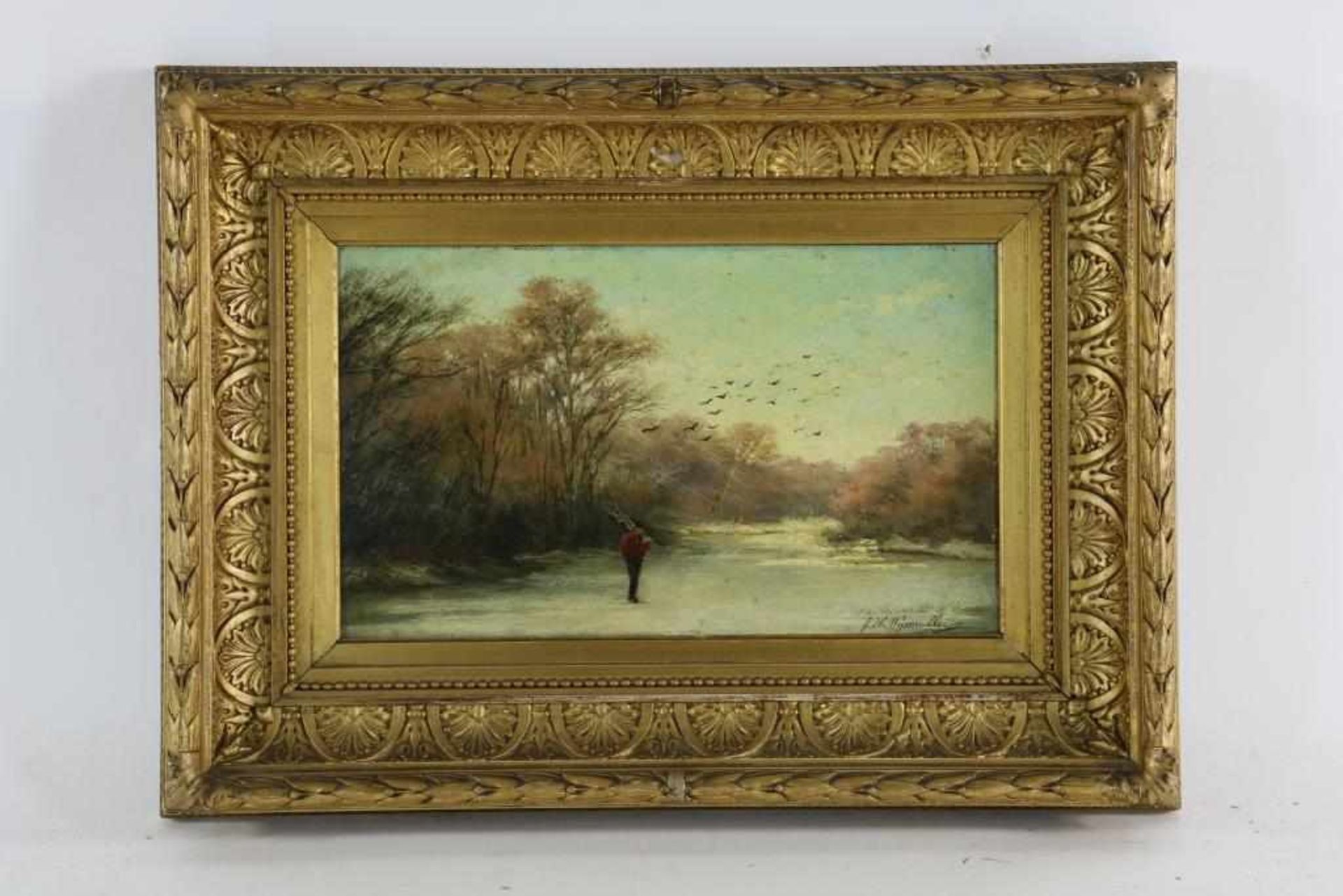 WIJSMULLER, JAN HILLEBRAND (1855-1925), signed l.r., figure in wintersbos, oil on panel 18 x 30 cm. - Bild 2 aus 4