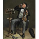 Denoyelle, Leonard Paul, signed, the drinking violin player, canvas 56 x 46 cm.DENOYELLE, LEONARD