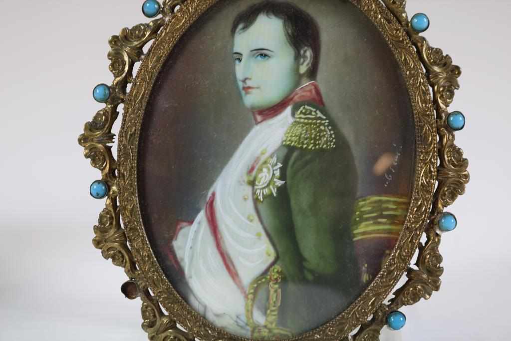 Stel ovale portret miniaturen met voorstelling van Napoleon en Josephine, 8 x 6,5 cm. - Image 3 of 3