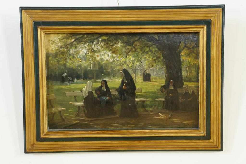 SADEE, PHILIP (1837-1904), signed lower right, Nuns in the garden of the Stella Maris cloister in