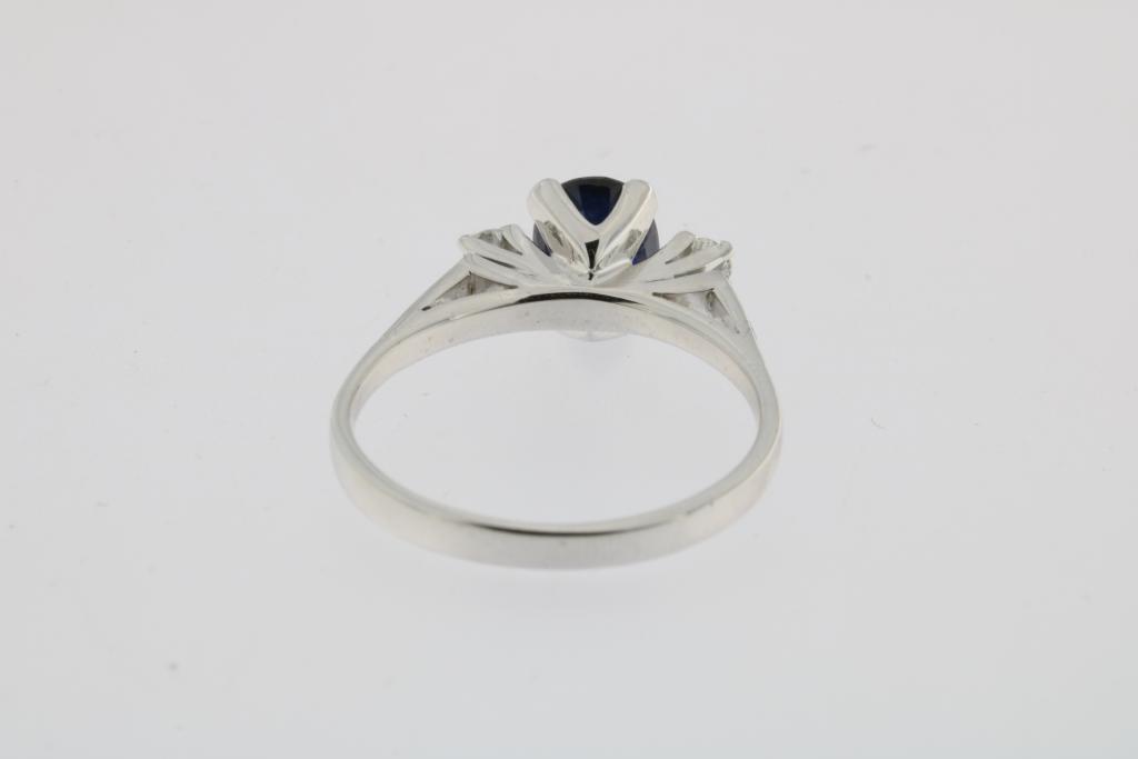 A white gold ring set with a sapphire, ca. 1.80ct, and brilliant cut diamonds, total ca. 0.12ct, - Image 5 of 5