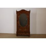 Mahogany cupboard with mirror door and drawer, end of the 19th century, h. 180. w. 96, d. 43 cm.